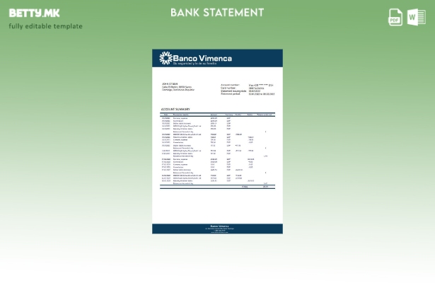 Модерен стил на Доминиканската Република Banco Vimenca извод од банкарски шаблон